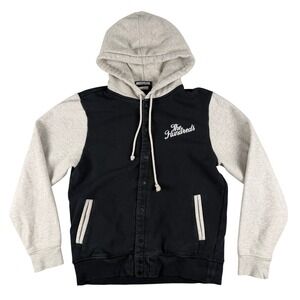 The Hundreds Hoodie Mens M Black Grey Snap Front Varsity Style Jacket Script‎